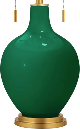 Miniatura 3 de Color + Plus Toby - Lámpara de mesa de cristal moderna de 28 pulgadas de alto, cadena de tirar, acabado de latón dorado, tela única, pantalla