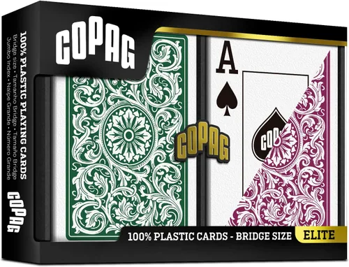 Miniatura 2 de Copag 1546 Diseño 100% Plástico Cartas de Juego, Tamaño Bridge (Estrecho) Verde/Burdeos (Índice Jumbo, 1 Juego)