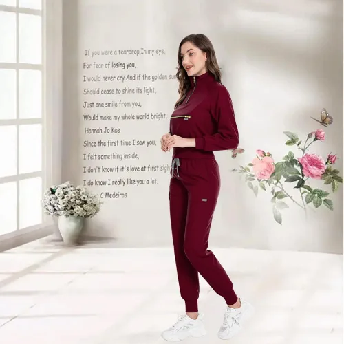 Miniatura 2 de Niaahinn - Juego de ropa quirúrgica con manga larga para mujer, camiseta quirúrgica y pantalones jogger para mujer, uniformes médicos de trabajo
