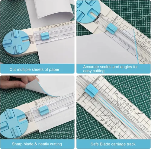 Miniatura 3 de Cortador de papel, cortador de papel artesanal de 4 estilos, herramienta multifunción para cortar papel, fotos, álbumes de recortes, postales Azul