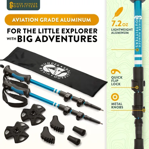 Miniatura 2 de Kids Hiking Poles by USA Brand - Lightweight Collapsible Kids Walking Stick w/Quick Adjustable Flip Locks