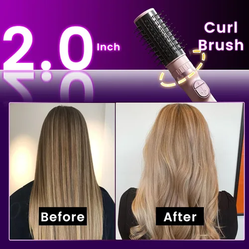 Miniatura 8 de Cepillo secador de pelo, giratorio 3 en 1 con 3 cabezales para secar peinado, voluminizar, rizar, elegante en un solo paso para cabello largo, 3 Rosa