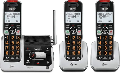 AT&T BL102-2 DECT 6.0 - Juego de 2 teléfonos inalámbricos para el hogar con contestador