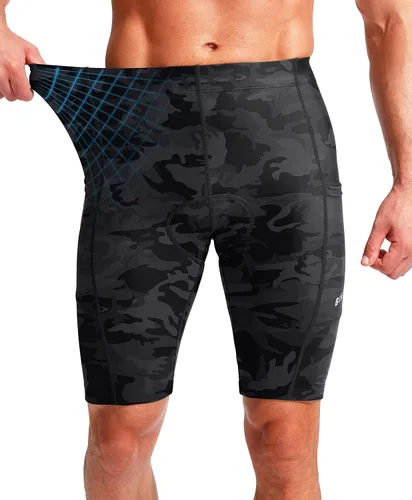 Miniatura 3 de Bikewa - Pantalones cortos de ciclismo para hombre, con acolchado 3D, para ciclismo de carretera o montaña, FPU 50+, bolsillos con cremallera