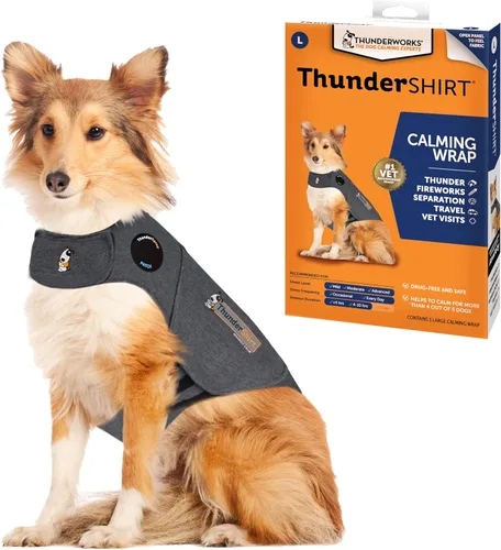 Thundershirt para Perros, Grande, Gris Heather Clásico - Chaleco Calmante para la Ansiedad de Perros