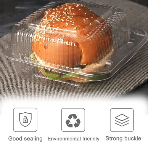 Miniatura 6 de Jizvxe Paquete de 100 Recipientes de Comida Cuadrados de Plástico Transparente con Bisagras, Recipientes de Plástico Desechables para Llevar