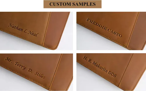 Miniatura 3 de Portafolio de cuero personalizado para hombres, regalos grabados para el día del padre para el marido de parte de la esposa, regalos de cuero Marrón