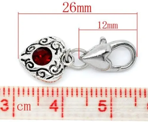 Miniatura 2 de Encantos atractivos del corazón del Rhinestone del color de los encantos del clip