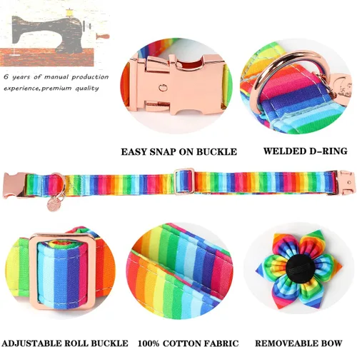 Miniatura 3 de DOGWONG Cotton Pride - Collar de perro LGBTQ de arcoíris, collar para cachorros, para perros pequeños, medianos y grandes Z: Arco iris