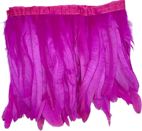 Miniatura 10 de Sowder Borde de flecos de plumas de gallo de 8 a 10 pulgadas de ancho para decoración de manualidades, paquete de 1 yarda (negro)