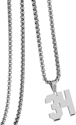 Miniatura 141 de Collar de Número Dorado para Hombre, Cadena de Acero Inoxidable con Colgante de Número para Atletas, Joyería Deportiva Personalizada para Niños