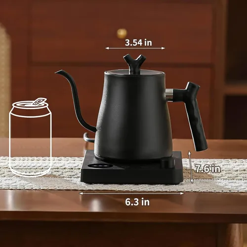 Miniatura 8 de Hervidor Eléctrico de Agua, Hervidor Eléctrico de Cuello de Cisne con Filtro de Café de 50 Piezas, Control de Temperatura ±1℉, Calentamiento Rápido