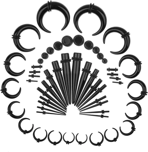 Miniatura 8 de Memsion Kit de estiramiento de orejas, 54 piezas, 14 calibres 00, kit de piercings