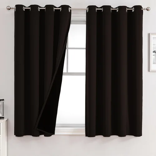 Miniatura 57 de ChrisDowa - Cortinas 100% opacas, para dormitorio, con forro negro, 2 capas gruesas, aislamiento térmico y ojales, 63 pulgadas de largo, juego de 2