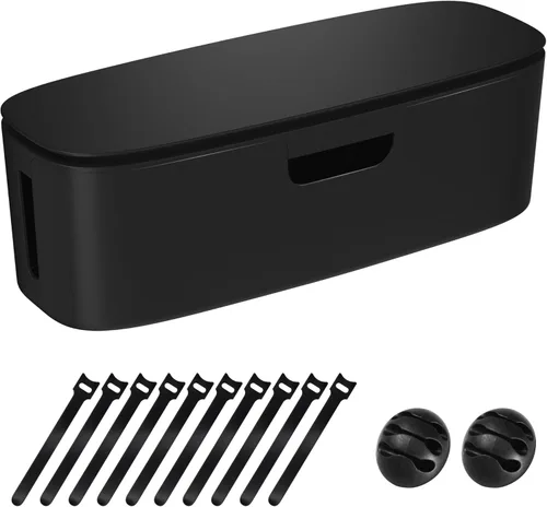 Caja de Gestión de Cables - Caja Organizadora de Cables Grande para Ocultar Regletas de Alimentación y Debajo del Escritorio, Caja Organizadora de