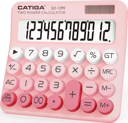 Miniatura 20 de Calculadora básica: Catiga - Calculadora de oficina y estilo doméstico, educativa, adecuada para la escuela, la empresa y uso personal, Negro