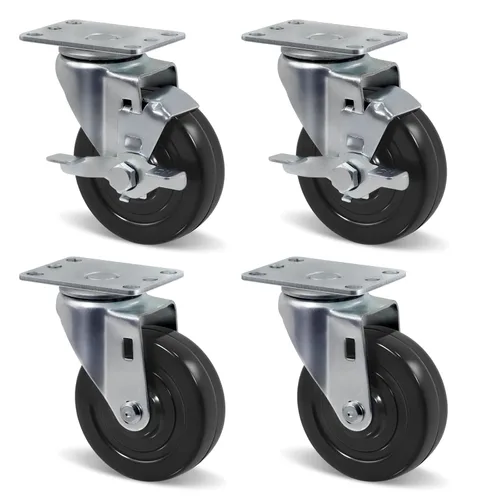 Miniatura 10 de Juego de 4 ruedas giratorias de 3 pulgadas, ruedas giratorias resistentes, ruedas de goma dura para muebles de camión de plataforma, carrito móvil
