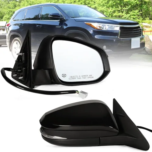 Espejo lateral derecho del pasajero compatible con Toyota Highlander 2014-2019 con vidrio eléctrico, calefaccionado, señal de giro y plegado manual,