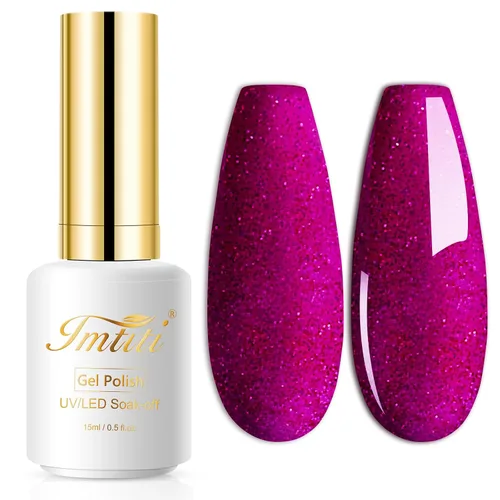 Miniatura 74 de Esmalte de uñas de gel con purpurina, 0.5 fl oz, color rosa brillante, de remojo, con LED, UV, kit de esmalte de uñas de gel para manicura en salón