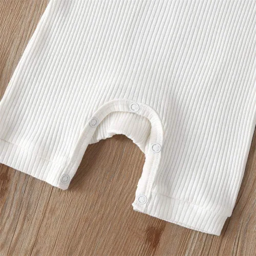Miniatura 130 de Mameluco unisex de manga corta para bebé recién nacido, con botones, de una pieza, ropa de color sólido