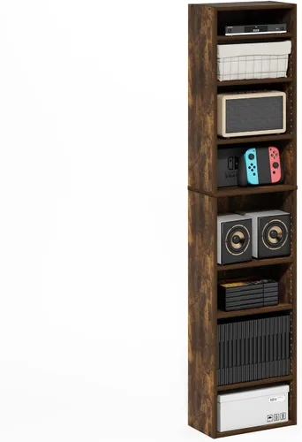 Miniatura 5 de Furinno Indo - Estantería para DVD de 8 niveles, estante para CD, estantería multimedia con estantes ajustables, gabinetes de almacenamiento