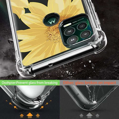 Miniatura 3 de Osophter Funda para Moto G Stylus 5G 2021 con 2 protectores de pantalla floral para niñas y mujeres, absorción de golpes, funda de goma TPU flexible