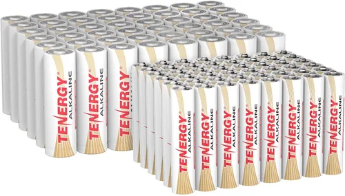 Tenergy Paquete de 96 pilas alcalinas AA y AAA, baterías no recargables de alto rendimiento para relojes, controles remotos, juguetes y dispositivos