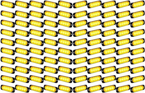 Corp Amber Super Slim 4-LED Advertencia Emergencia Estroboscópica Luz Estroboscópica Montaje en Superficie Coche Camión 12V-24V (100 piezas)