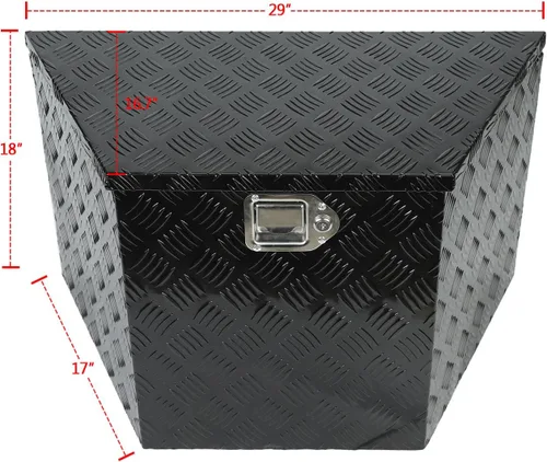 Miniatura 8 de Caja de herramientas de almacenamiento de lengua de aluminio de 29 pulgadas con cerradura y llaves, color negro