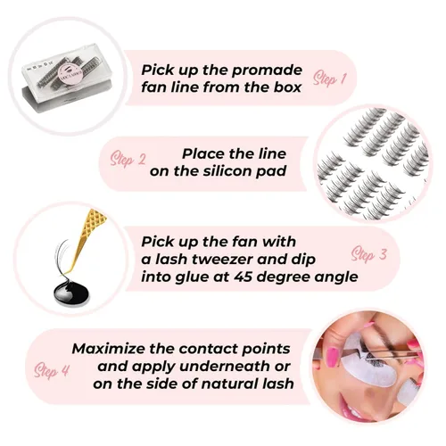 Miniatura 6 de 1000fans Promade - Extensiones de pestañas postizas de volumen de 0.05-0.07 de grosor, rizo C/D/CC, pestañas postizas sueltas de 0.315 a 0.709