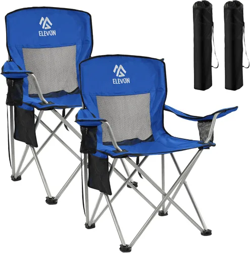 Miniatura 15 de Silla de camping Elevon, silla plegable portátil al aire libre con brazos, soporte para tazas y bolsa de transporte