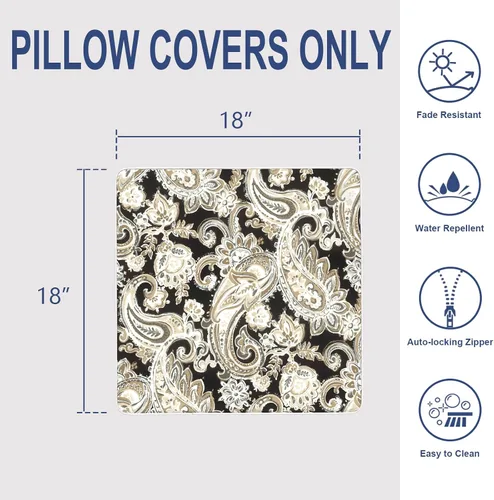 Miniatura 331 de Juego de 2 almohadas para exteriores de 16 x 16 pulgadas, repelentes al agua con interiores, para muebles de patio, hogar, jardín, geometría bohemia