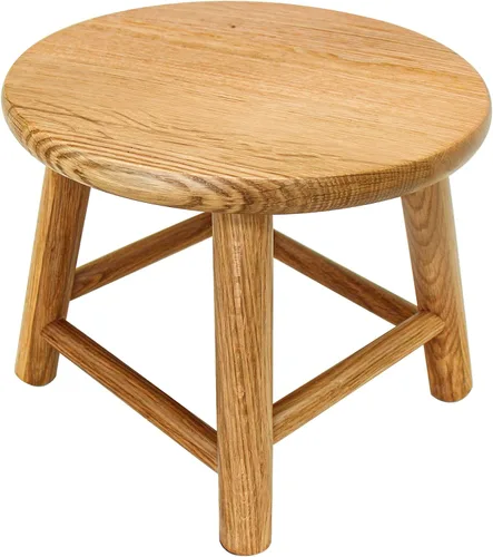 Miniatura 10 de CONSDAN Taburete redondo de 9 pulgadas para adultos y niños, otomano de madera maciza de roble macizo cultivado en Estados Unidos, taburete pequeño