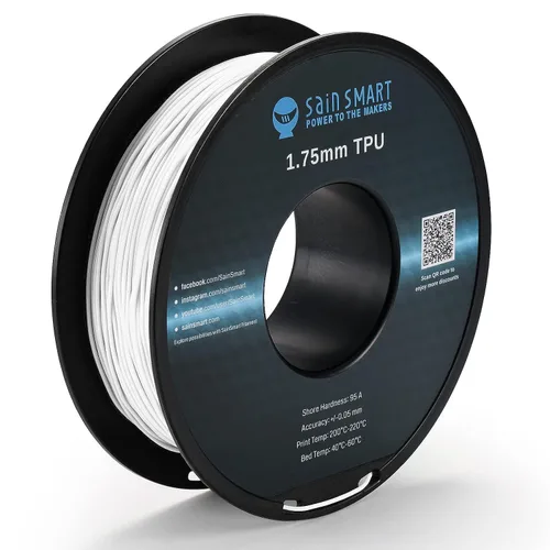 Miniatura 20 de Bobina de filamentos para impresoras 3D SainSmart, 0.06 pulgadas, flexible, TPU, 1,7 libras, Negro, 1