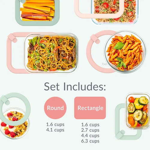 Miniatura 6 de Bentgo Signature Recipientes de vidrio a prueba de fugas para almacenamiento de alimentos - Juego de 12 piezas, recipientes sin plástico de 1