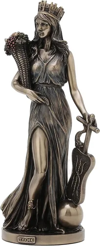 Miniatura 7 de Diseño Veronese Estatua de Tyche de 28,6 cm de la diosa griega de la fortuna y la prosperidad, resina de bronce fundido en frío, decoración