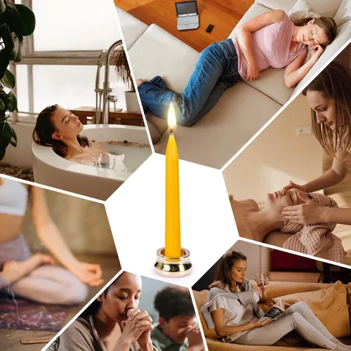 Miniatura 7 de Velas de cera de abeja pura de 20 minutos, velas de meditación sin goteo, mini velas cónicas, juego de 50 sin portavelas de latón 50
