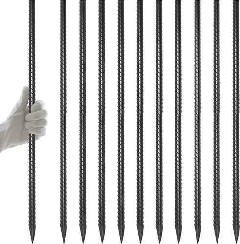 Miniatura 21 de AAGUT Estacas de Refuerzo de 16 pulgadas (34 piezas) Anclajes de Tierra Resistentes de 3/8" Estacas de Jardín de Acero Estacas de Metal Rectas