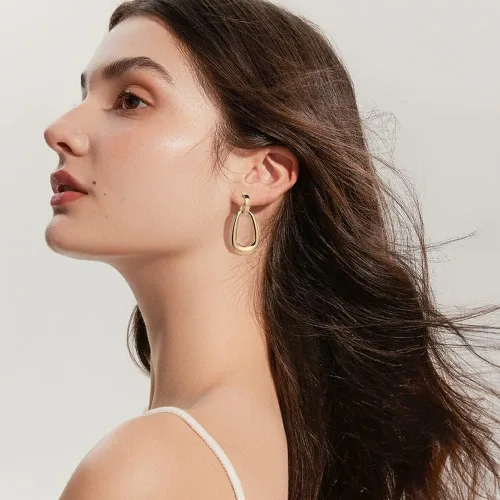 Miniatura 3 de Matte Gold Silver Large Clip On Earrings for Women Statement Earrings