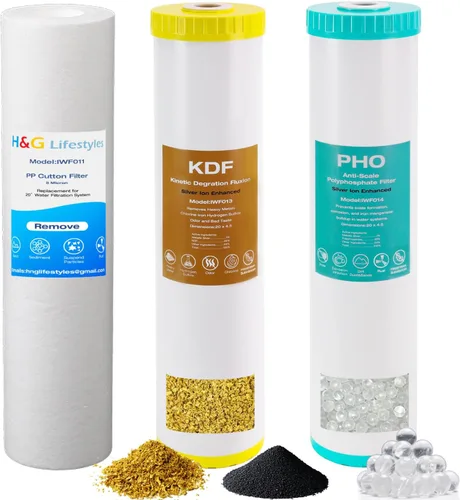 Miniatura 9 de H&G Lifestyles Filtro de agua de sedimento plisado micro de 20 x 4.5 pulgadas para toda la casa para agua de pozo, compatible con ECP20-20BB