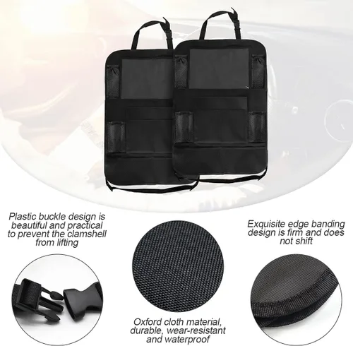 Miniatura 3 de Organizador de respaldo de asiento de automóvil, impermeable y duradero con soporte de mesa de 10 pulgadas, 9 bolsillos de almacenamiento