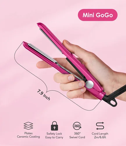 Miniatura 7 de Terviiix Plancha plana tipo lápiz (negro rosa) y mini plancha plana (rosa intenso)