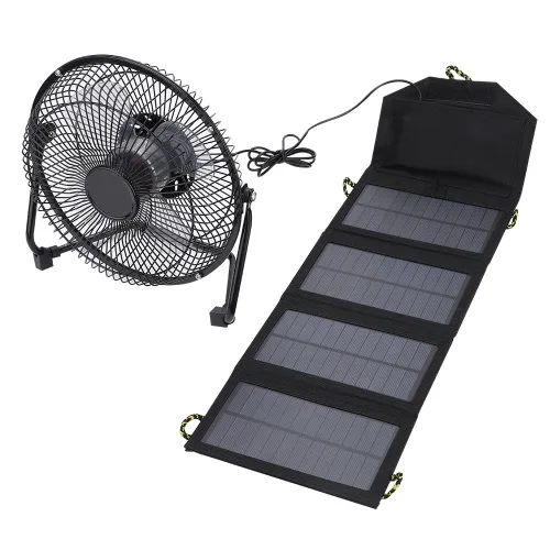 Ventilador alimentado por panel solar, 7 W 5.5 V ventilador de camping portátil al aire libre ventilador de refrigeración USB energía solar bolsa