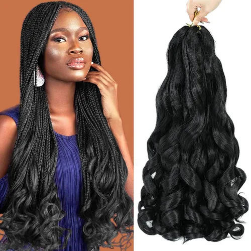 Miniatura 45 de WIPPORYA Cabello Rizado Francés para Trenzar de 24 Pulgadas, 6 Paquetes de Cabello Ondulado Suelto Elástico para Crochet Pre-Estirado 3.53