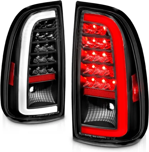 Miniatura 8 de AmeriLite Para Toyota Tundra Standard 2000-2006 Par de luces traseras de freno de repuesto negras de tubo LED tipo C de cabina de acceso, no Barra