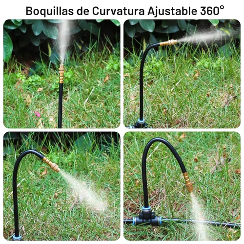 Mixc Sistema de riego por goteo actualizado 2025, sin tubería de 1/4, solo 12 boquillas de cobre ajustables y conectores rápidos