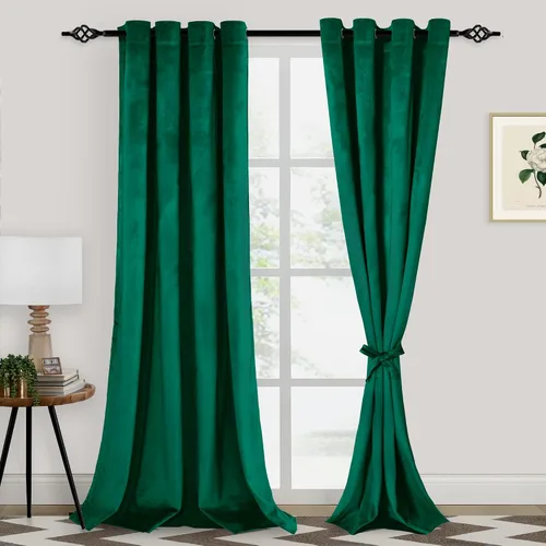 Miniatura 28 de XWZO Cortinas de terciopelo azul de 63 pulgadas de largo, elegantes cortinas de lujo suaves para sala de estar, aislamiento térmico, oscurecimiento