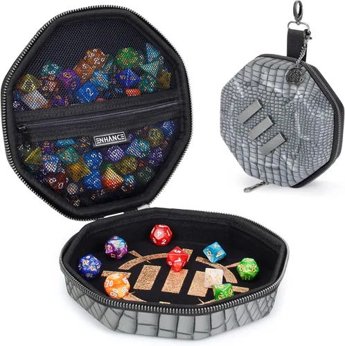 Miniatura 11 de ENHANCE Bandeja y estuche para dados DND – Soporte para dados DND para hasta 150 dados D&D con exterior duro resistente e interior suave protector.