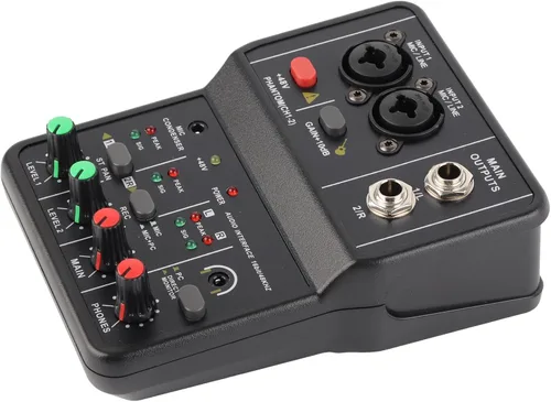 Miniatura 8 de Mezclador de audio, 2 canales, mezclador estéreo de audio USB 48 V, consola de mezcla de sonido compacta para grabación de música, karaoke en casa