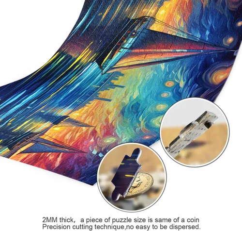 Miniatura 3 de Painting of Sailing Jigsaw Puzzle, 500 Pieces Paper Wood Composite Material Zigsaw with Storage Bag and Reference Picture Easy to Solve